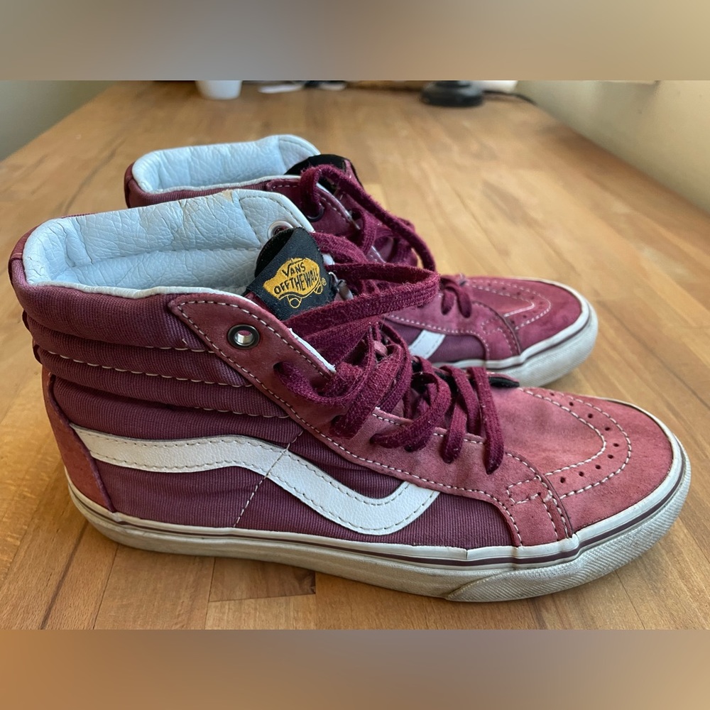 Vans burgundy hi-top, Size 7
